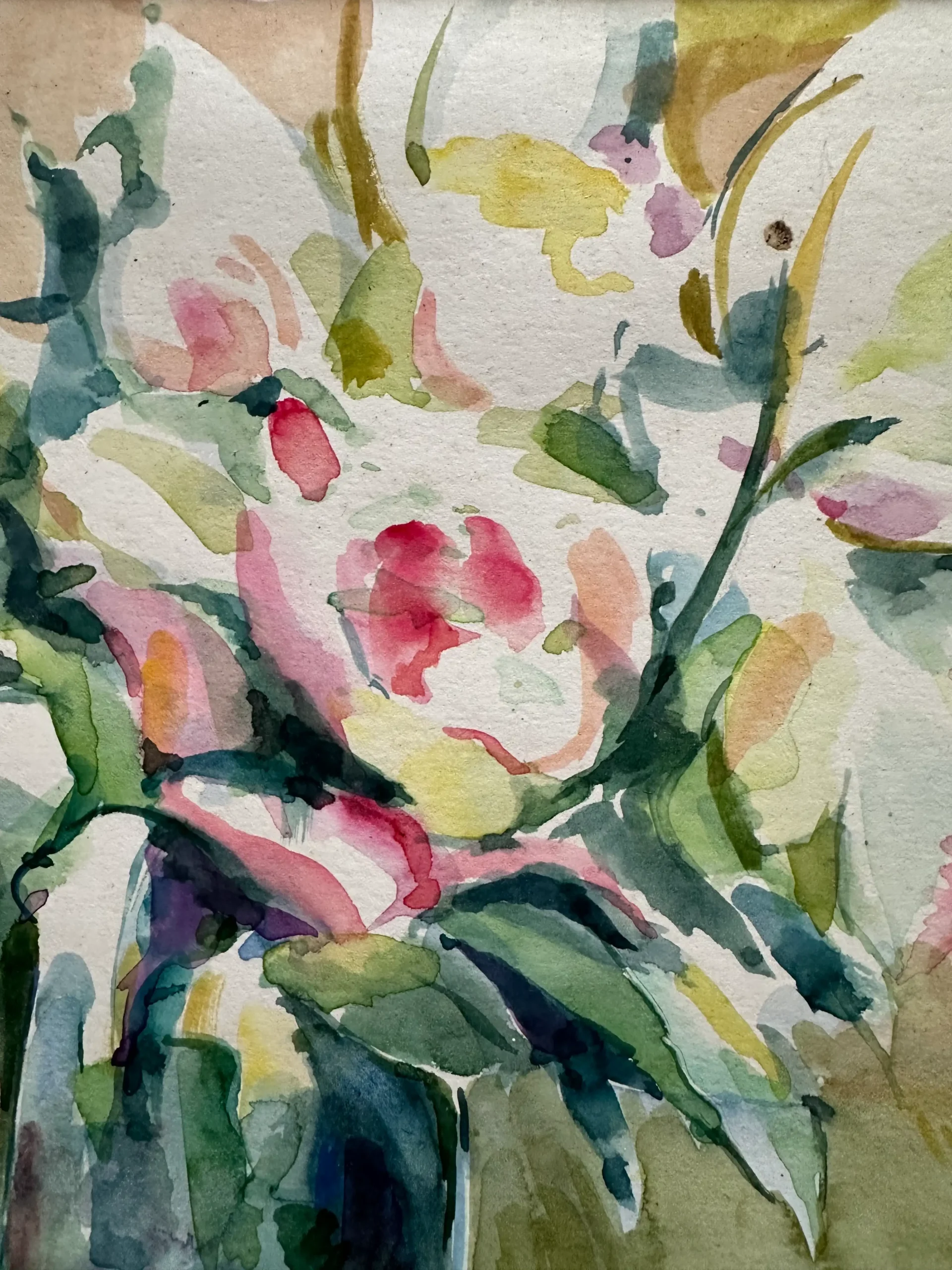 painting of flowers in whites, pinks and greens